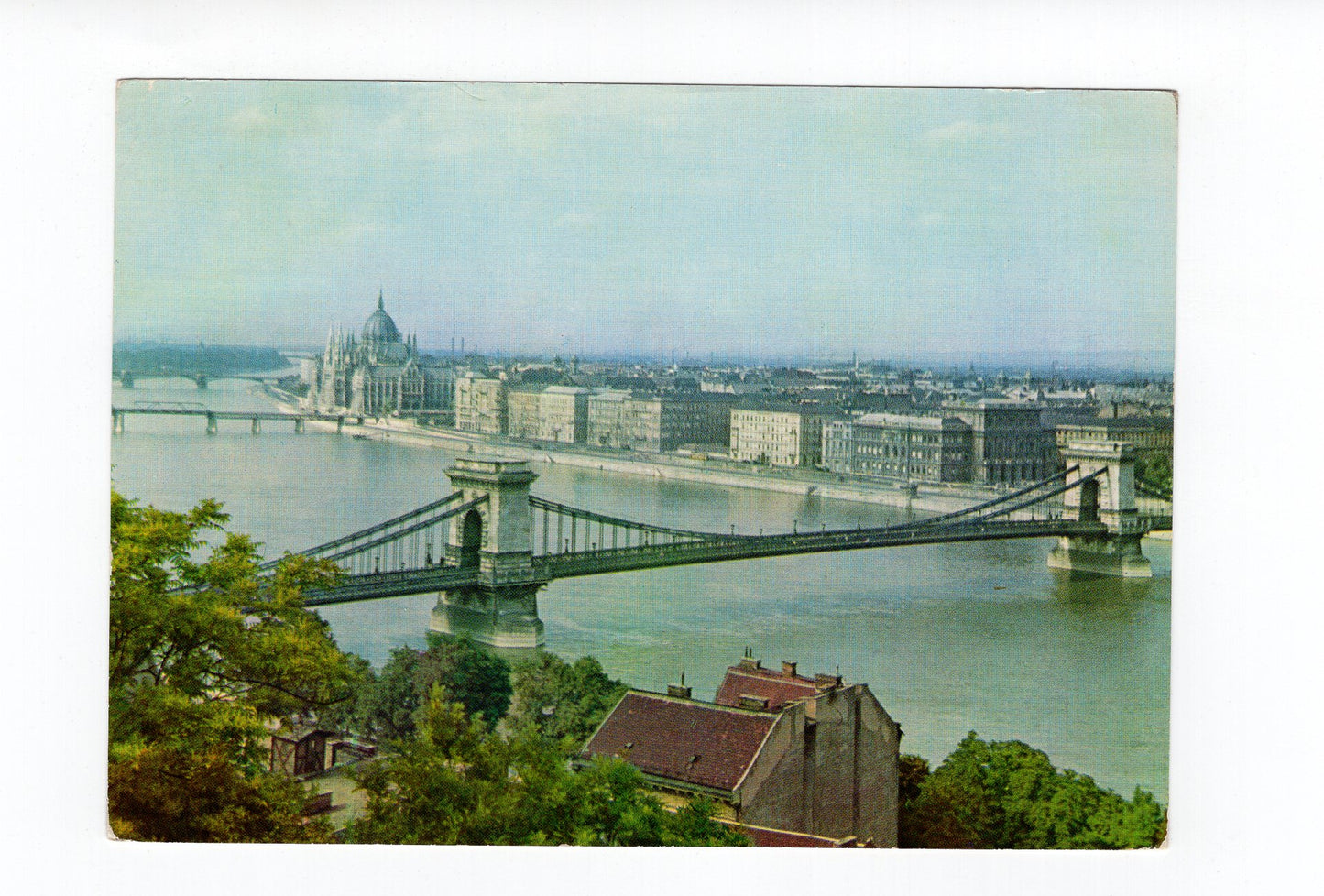 Ansichtskarte Budapest / Ansicht mit Kettenbrücke / Ungarn