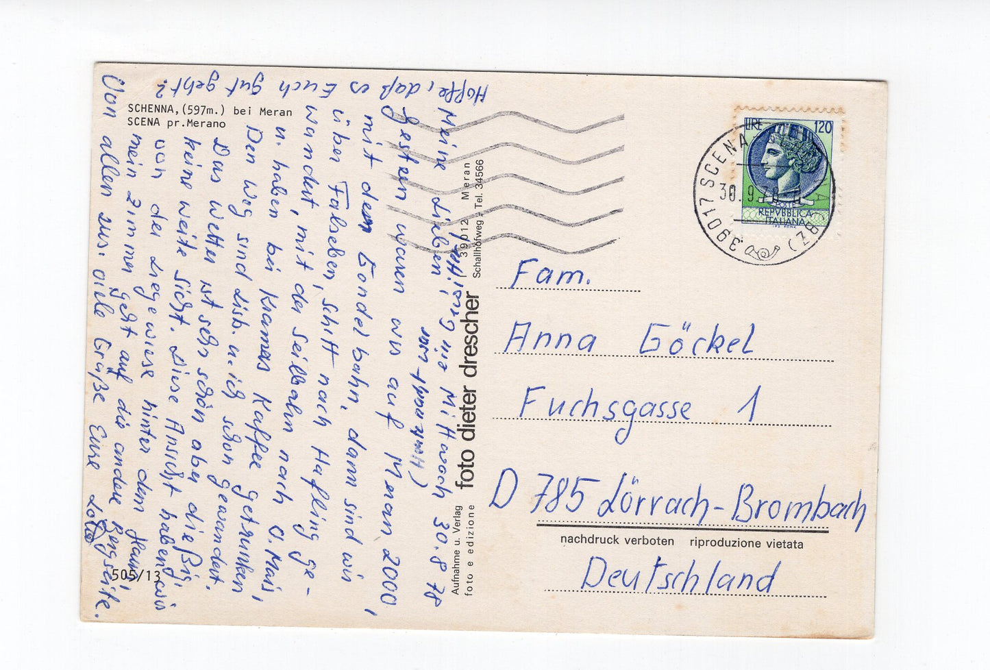 Ansichtskarte Schenna bei Meran / Südtirol / Italien