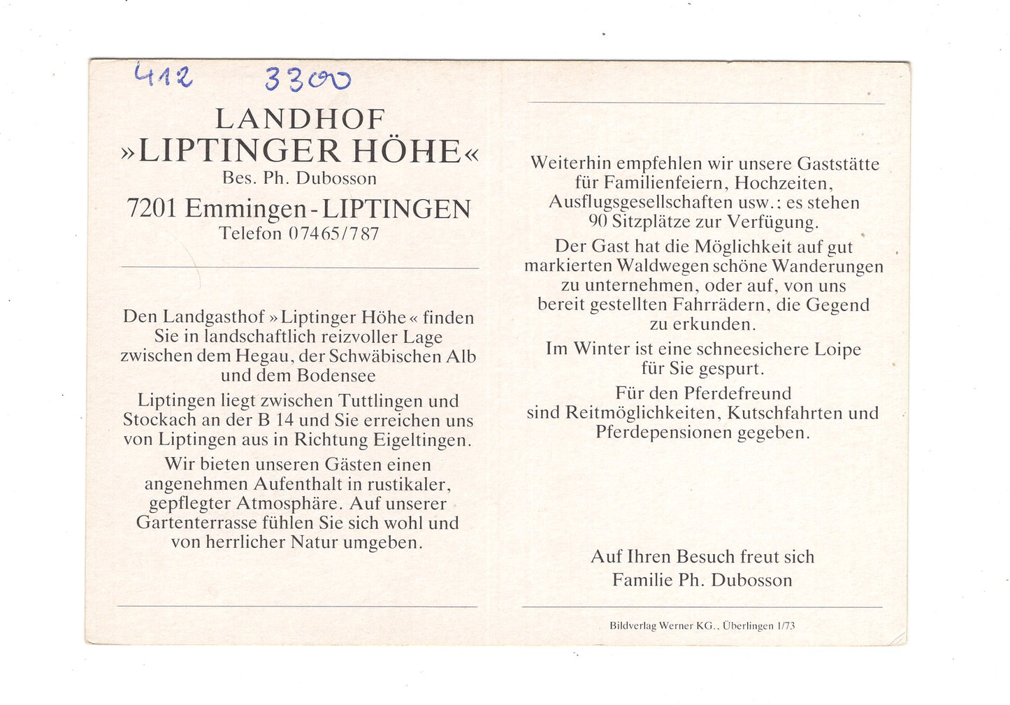 Ansichtskarte Landhof Liptinger Höhe / Emmingen-Liptingen