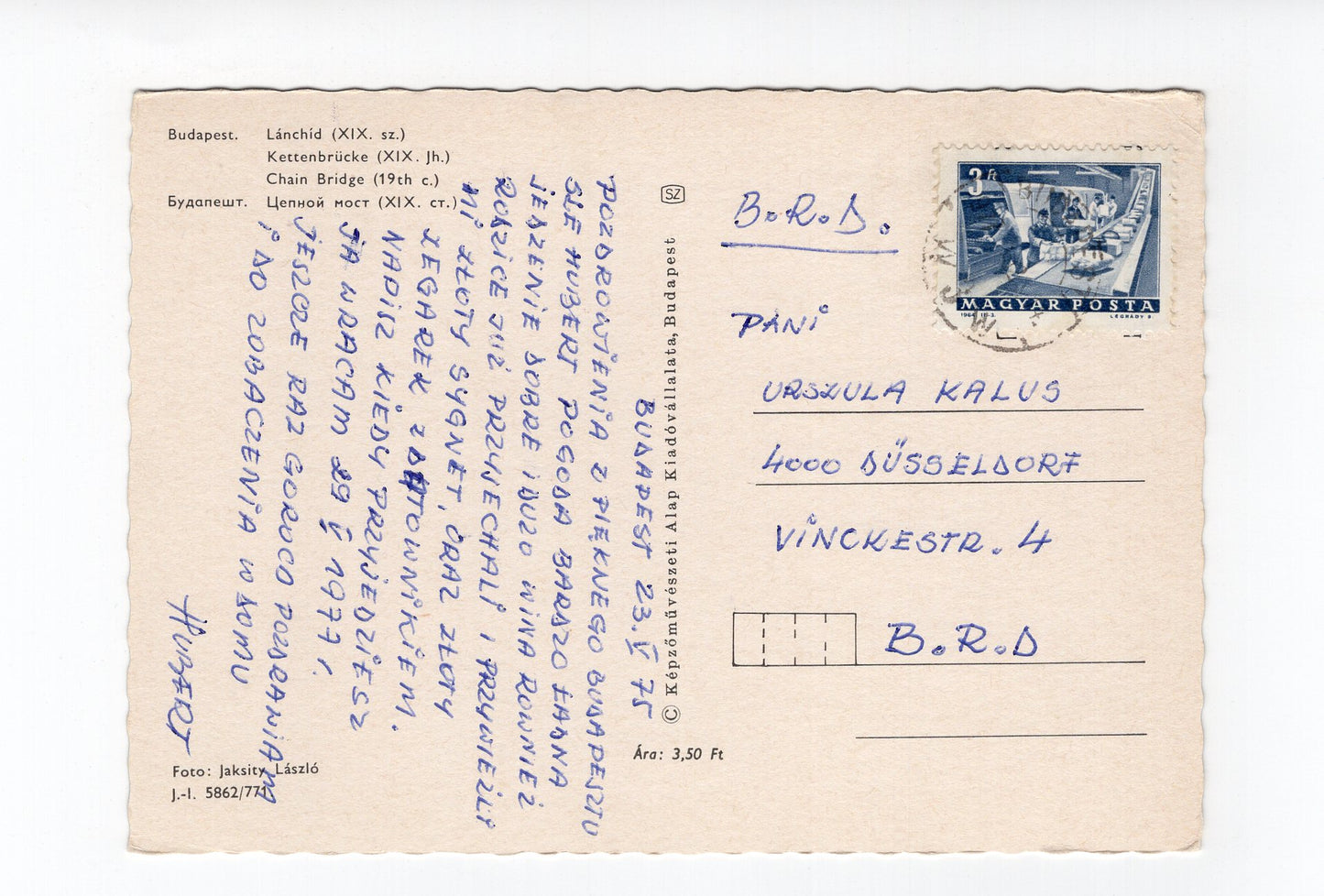 Ansichtskarte Budapest / Kettenbrücke / Ungarn