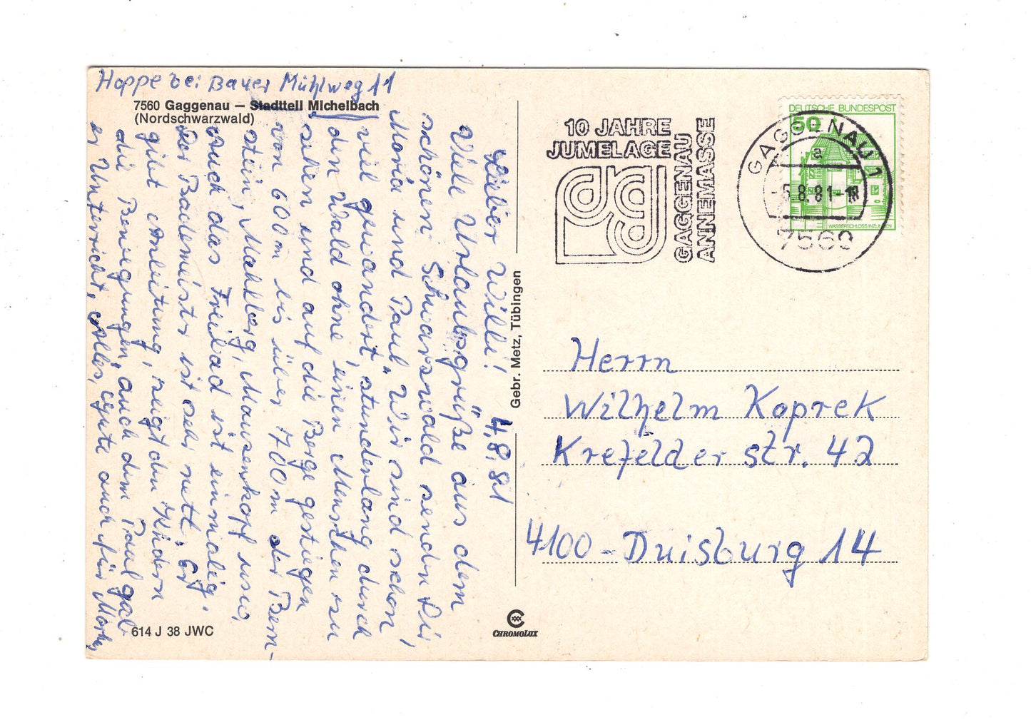 Ansichtskarte Gaggenau / Stadtteil Michelbach / Schwarzwald / K1-57