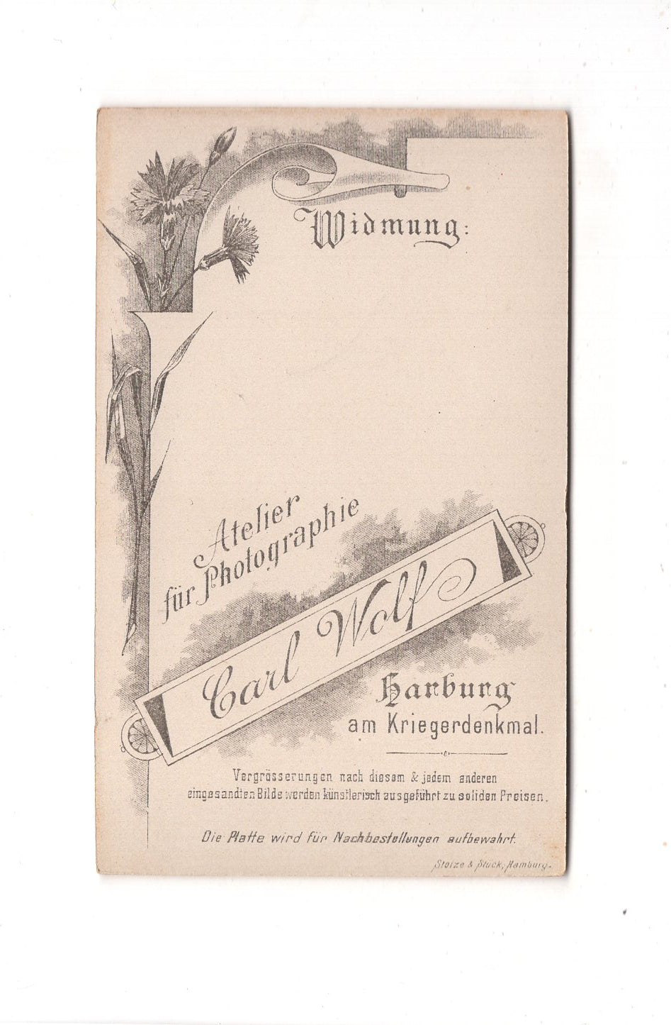 Fotografie Damenportrait - Hamburg-Harburg 1890er / CDV C1-02