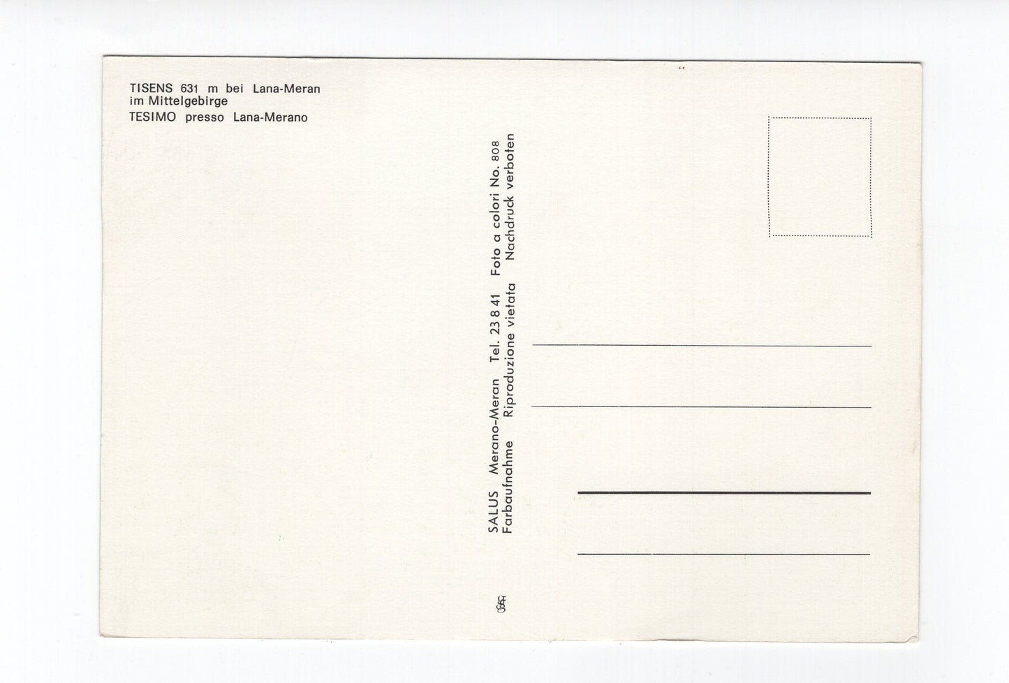 Ansichtskarte Tisens bei Lana-Meran im Mittelgebirge / Südtirol / Italien