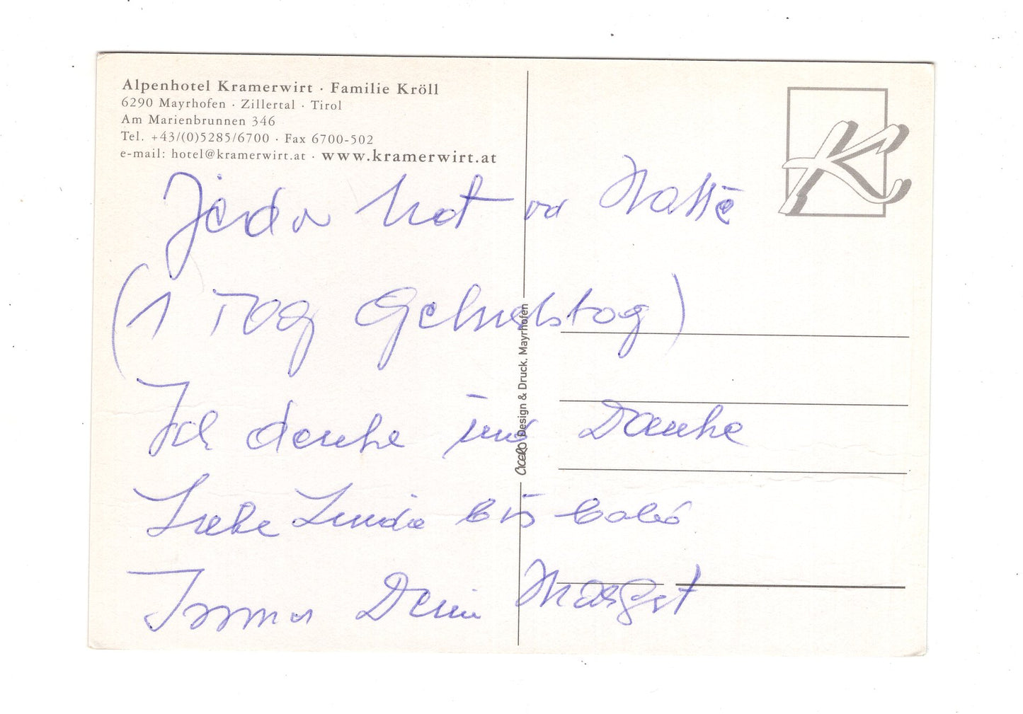 Ansichtskarte Alpenhotel Kramerwirt / Mayrhofen / Zillertal / Tirol / Österreich