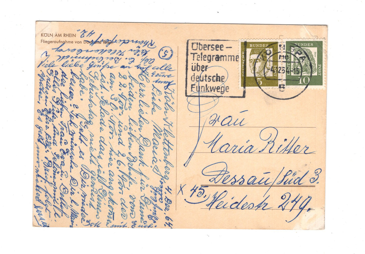 Ansichtskarte Köln am Rhein / Fliegeraufnahme von Dom und Rhein / G1-58