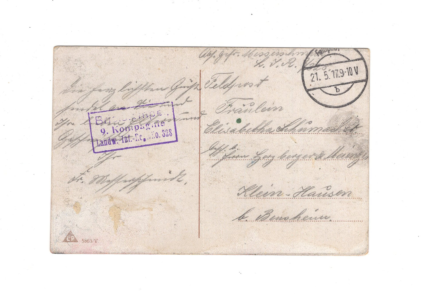 Ansichtskarte / Feldpost / Patriotische Karte / IR 328 - 1917