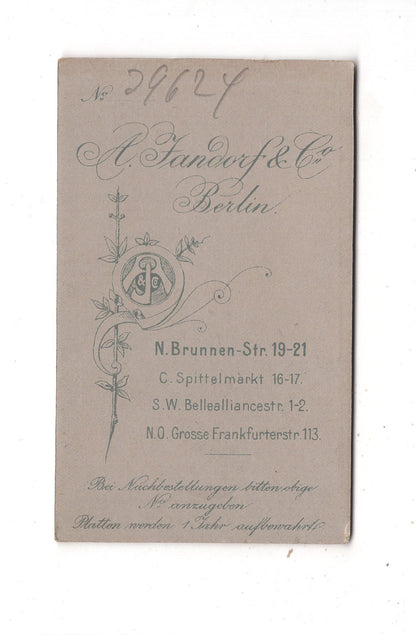 Fotografie Feiner Junge - Berlin 1890er / CDV M1-26