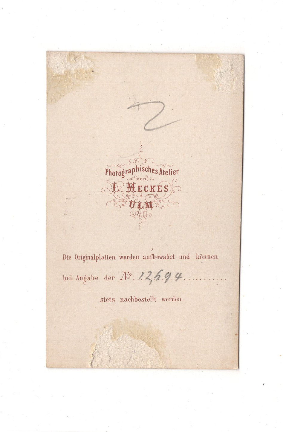 Fotografie Herrenportrait - Ulm 1860er / CDV C1-21