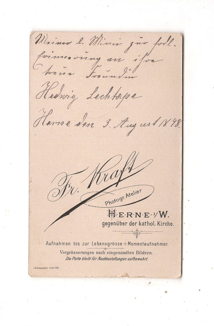 Fotografie Damenportrait mit Widmung - Herne 1898