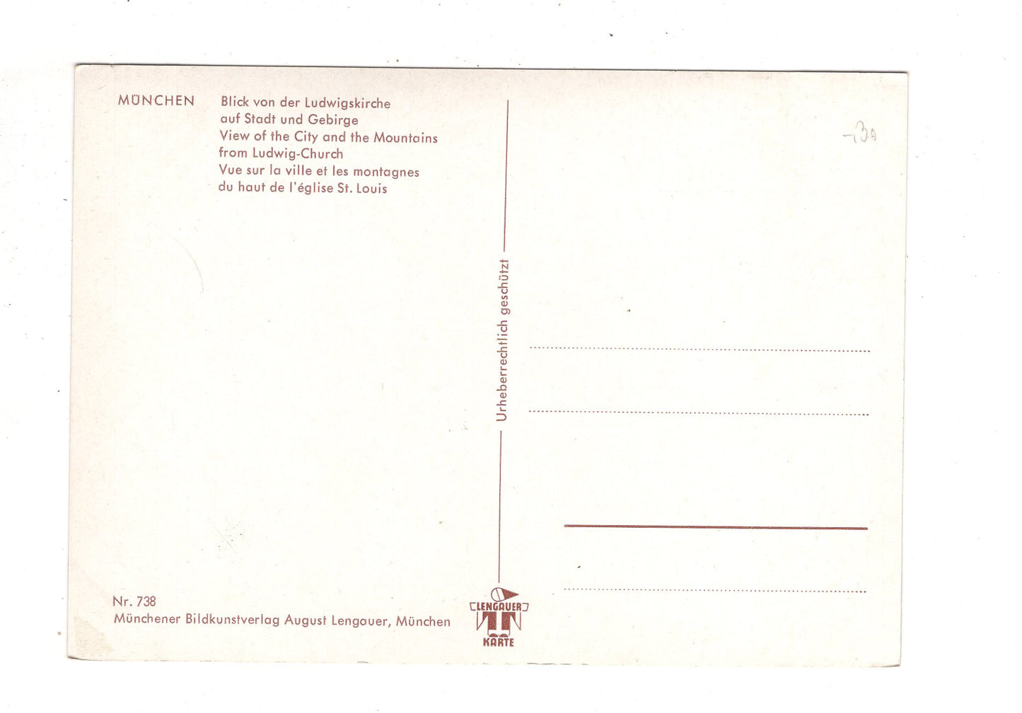 Ansichtskarte München / Blick von der Ludwigskirche / I1-67