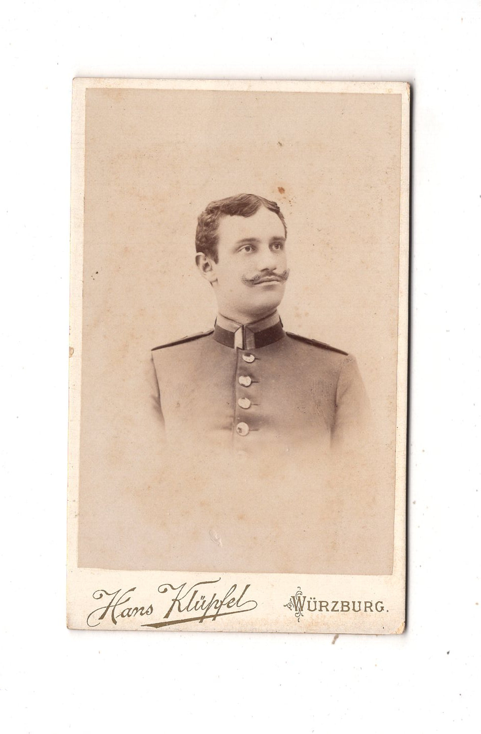 Fotografie Soldat mit Widmung - Würzburg um 1890 / CDV M1-06