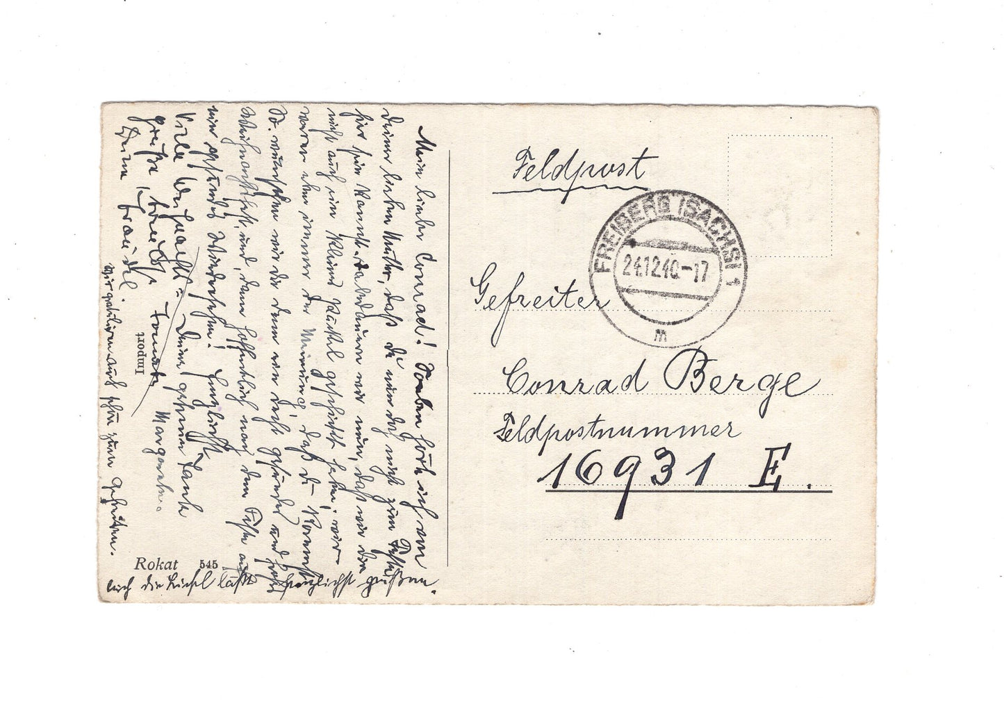 Ansichtskarte / Feldpost Frohe Weihnachten - Freiberg 1940