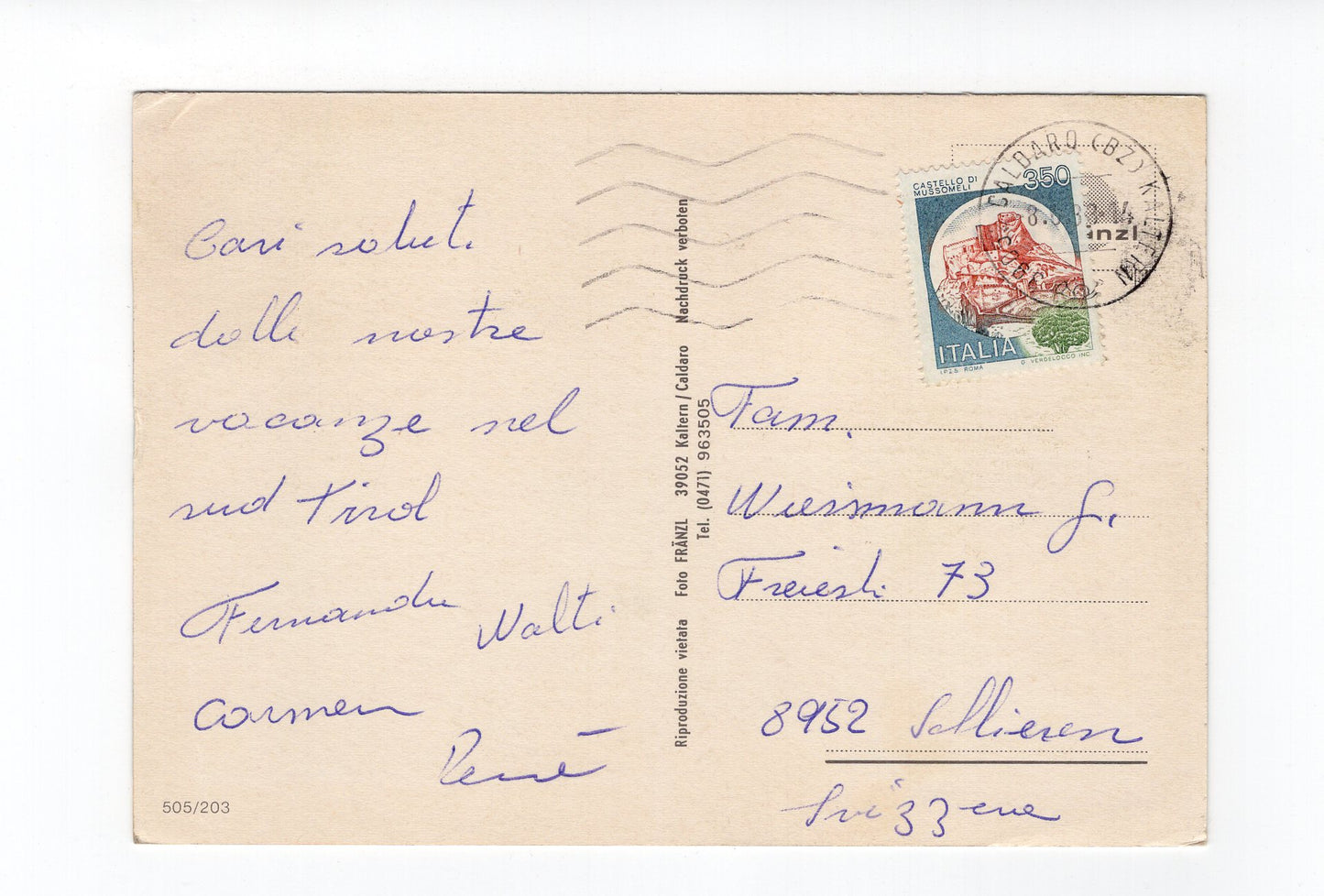 Ansichtskarte Kleiner Montiggler See / Südtirol / Italien