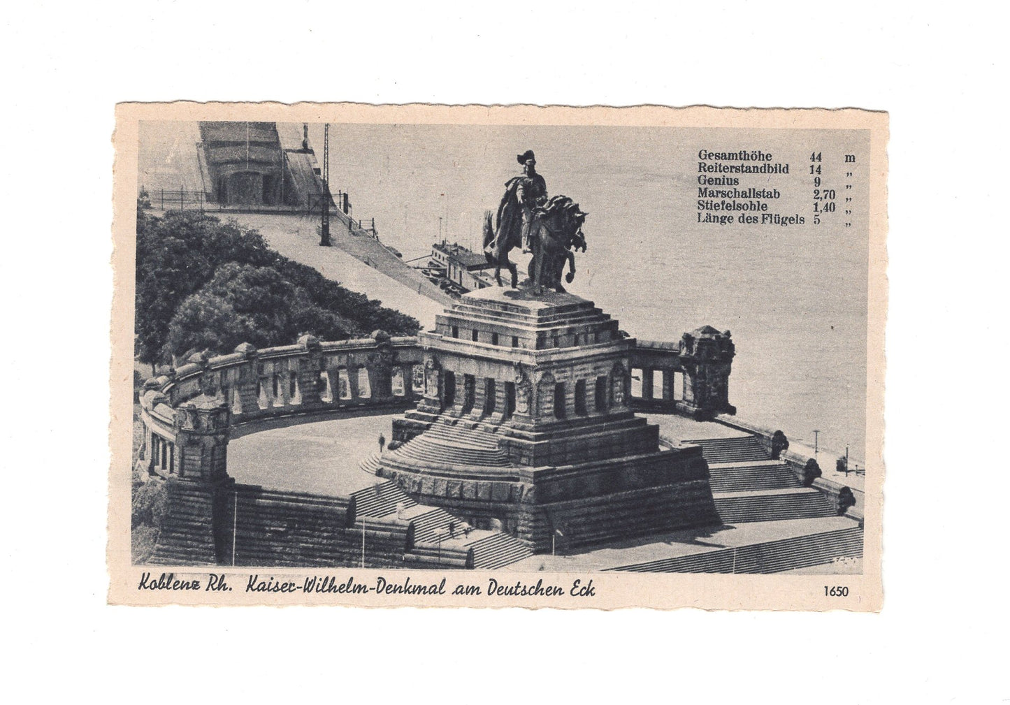 Ansichtskarte Koblenz am Rhein / Kaiser-Wilhelm-Denkmal am Deutschen Eck