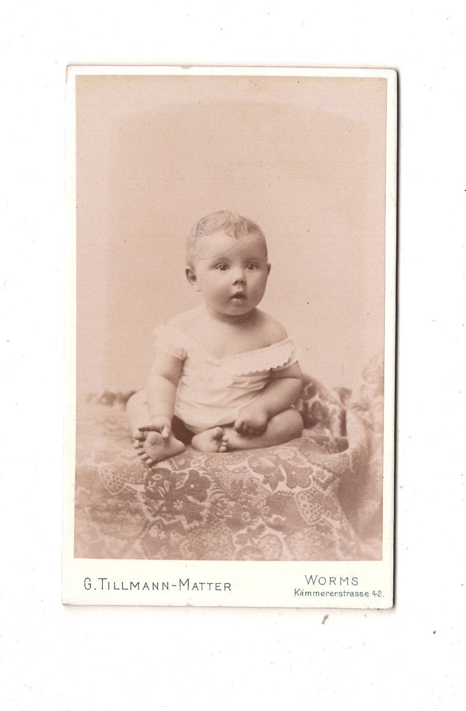 Fotografie Schönes Kinderbild / Baby - Worms 1890er / CDV N1-09