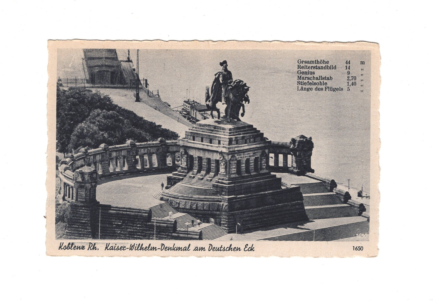 Ansichtskarte Koblenz am Rhein / Kaiser-Wilhelm-Denkmal am Deutschen Eck