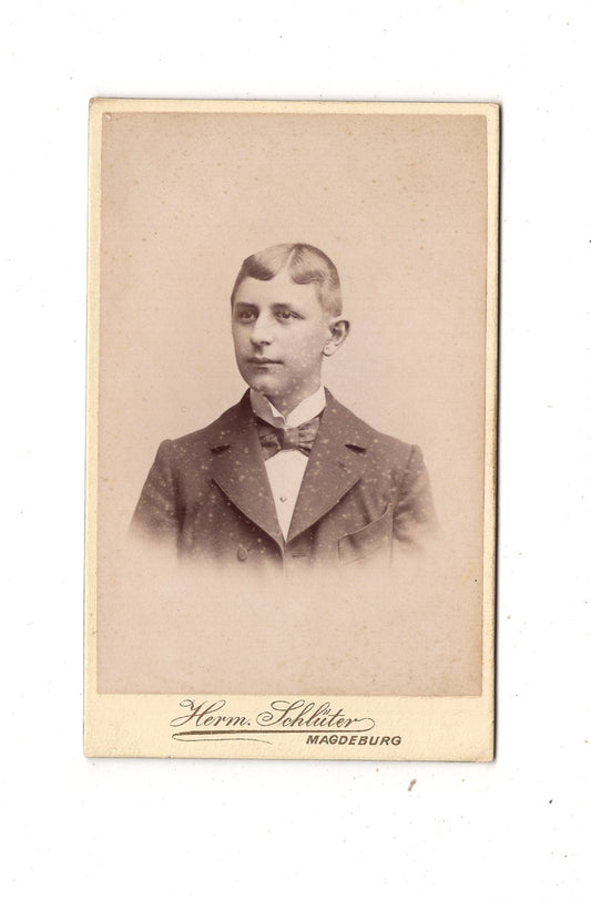 Fotografie Feiner Junge mit Widmung - Magdeburg 1898 / CDV M1-26
