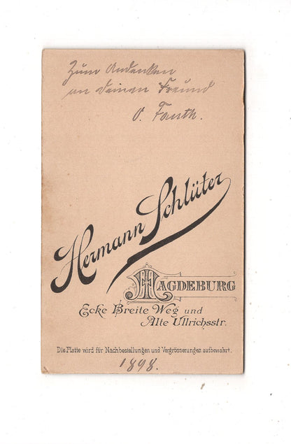 Fotografie Feiner Junge mit Widmung - Magdeburg 1898 / CDV M1-26