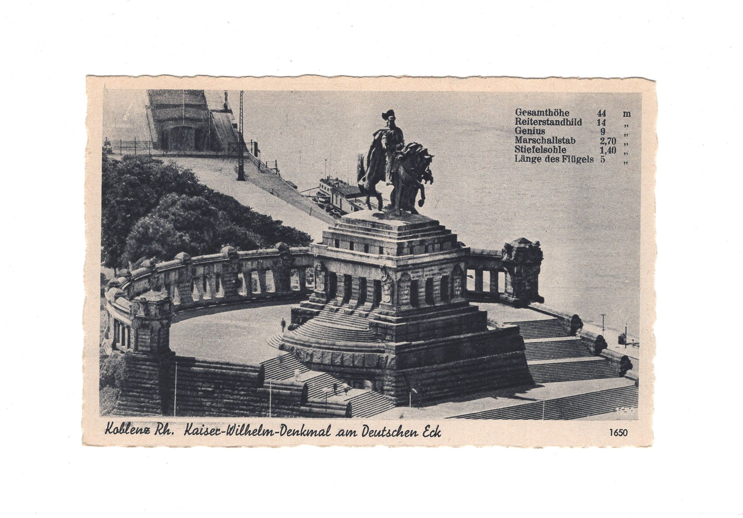 Ansichtskarte Koblenz am Rhein / Kaiser-Wilhelm-Denkmal am Deutschen Eck