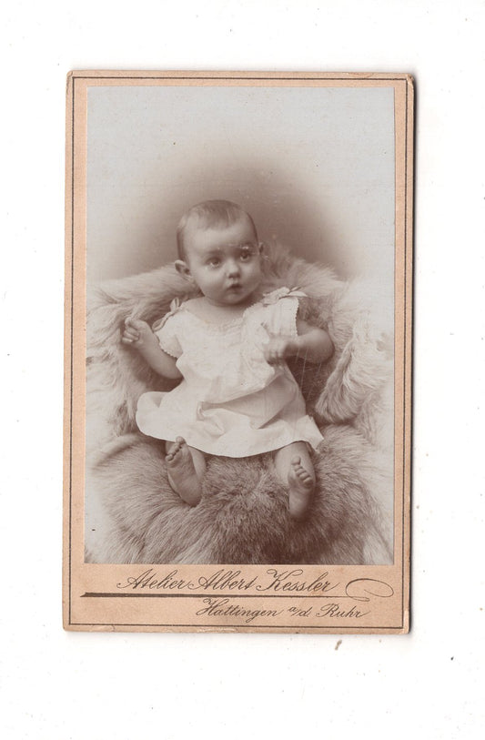 Fotografie Schönes Kinderbild / Baby - Hattingen an der Ruhr 1890er / CDV N1-09