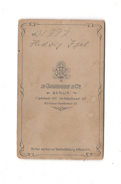 Fotografie Feine Dame / Hedwig Igel - Berlin um 1900 / CDV L1-24