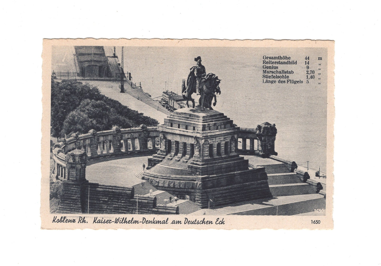 Ansichtskarte Koblenz am Rhein / Kaiser-Wilhelm-Denkmal am Deutschen Eck