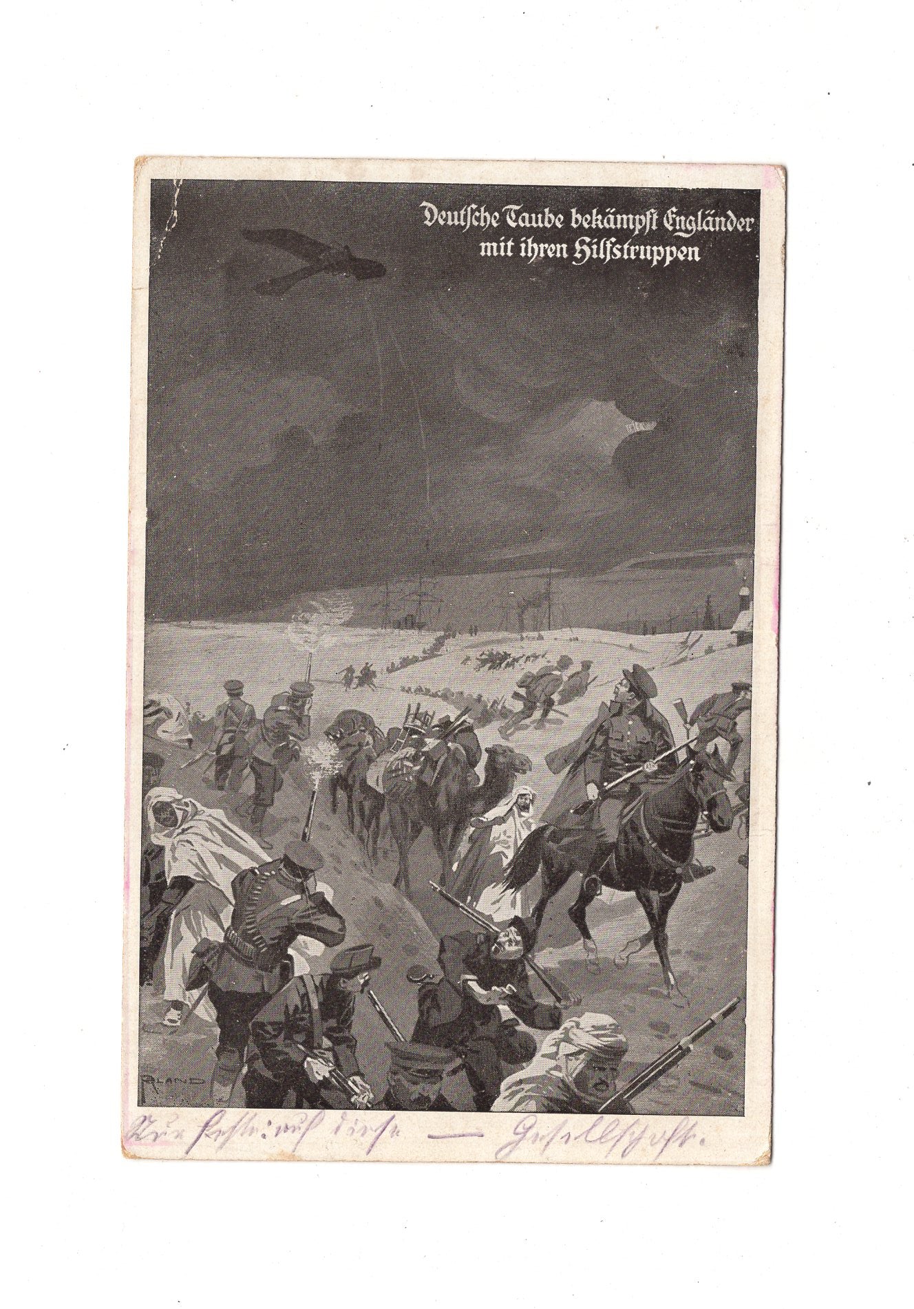 Ansichtskarte / Feldpost / Deutsche Taube bekämpft Engländer - Wildpoldsried 1915