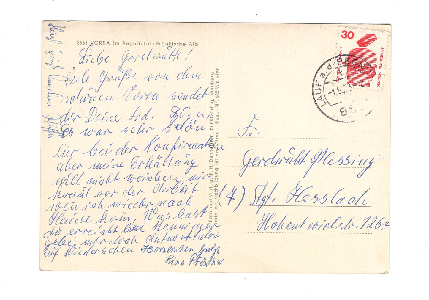 Ansichtskarte Vorra im Pegnitztal / Fränkische Alb