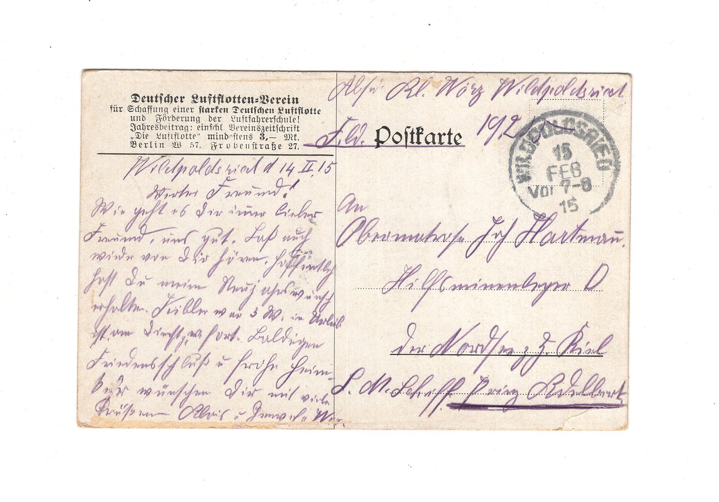 Ansichtskarte / Feldpost / Deutsche Taube bekämpft Engländer - Wildpoldsried 1915