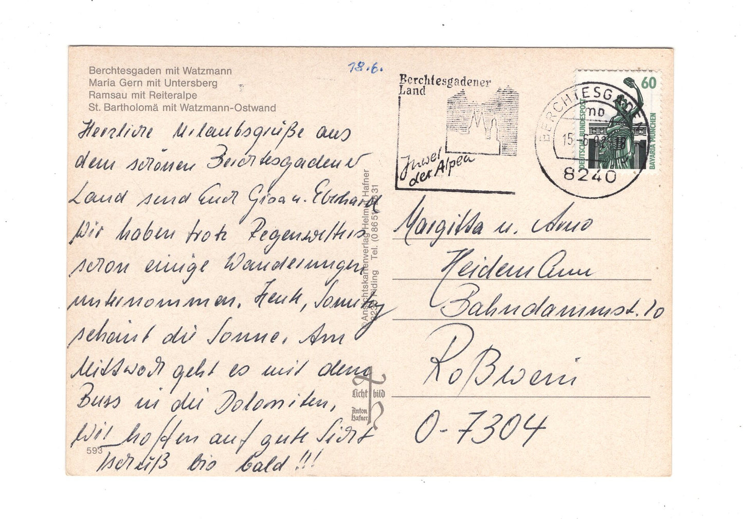 Ansichtskarte Berchtesgaden mit Watzmann +++