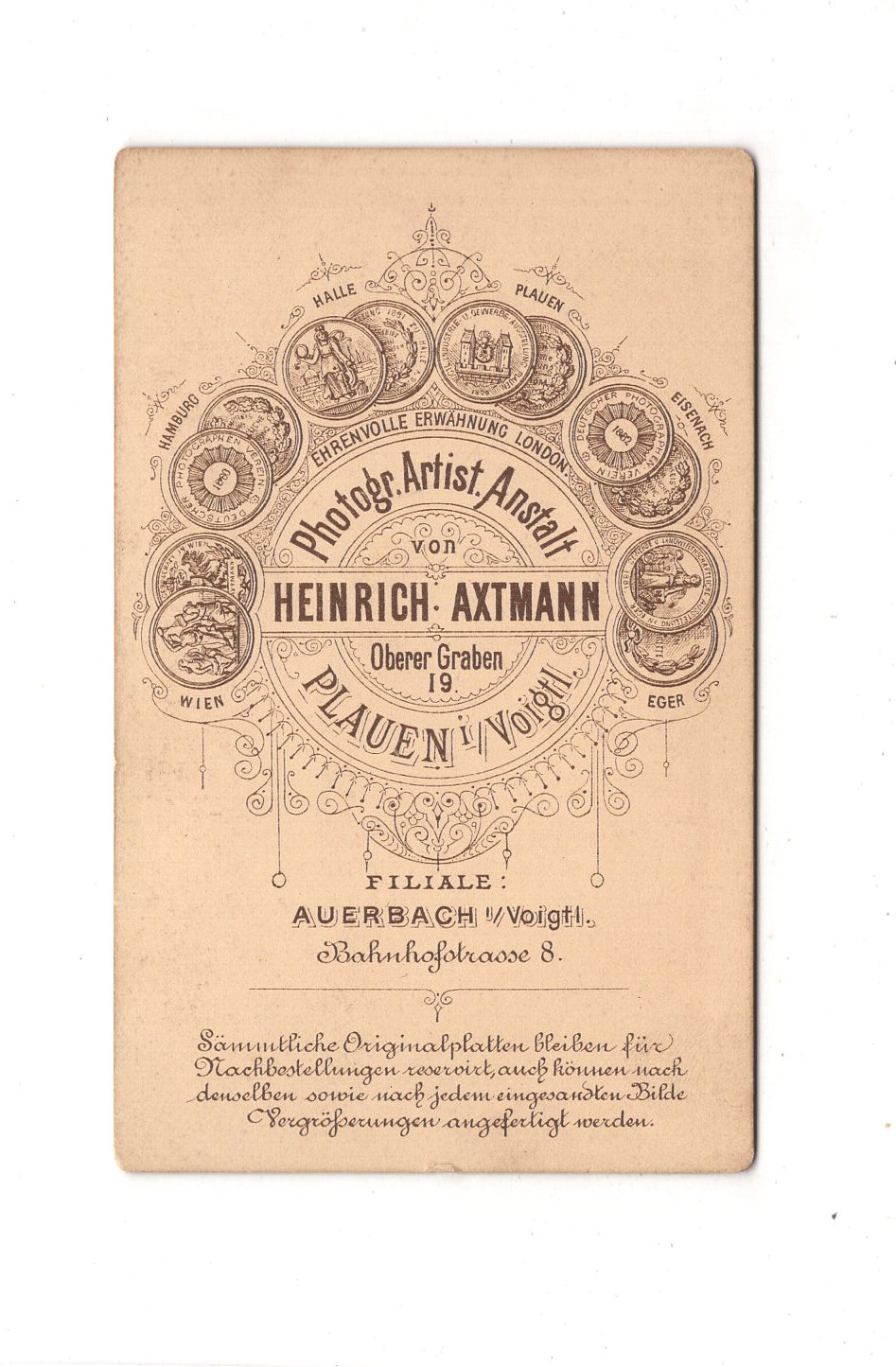 Fotografie Herrenportrait - Plauen / Auerbach um 1880