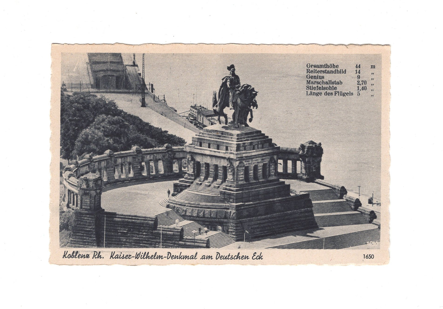 Ansichtskarte Koblenz am Rhein / Kaiser-Wilhelm-Denkmal am Deutschen Eck