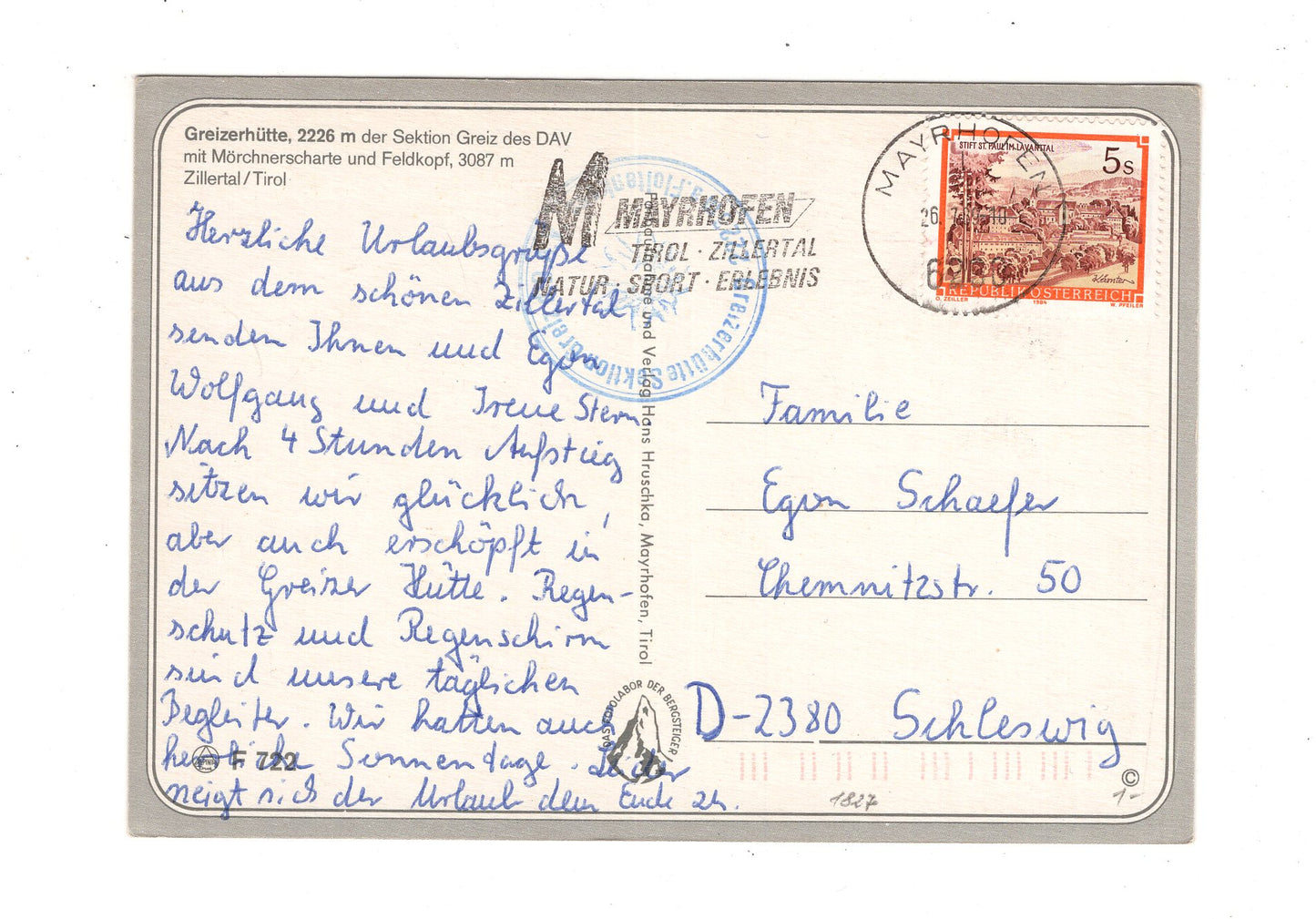 Ansichtskarte Greizer Hütte / Zillertal / Tirol / Österreich