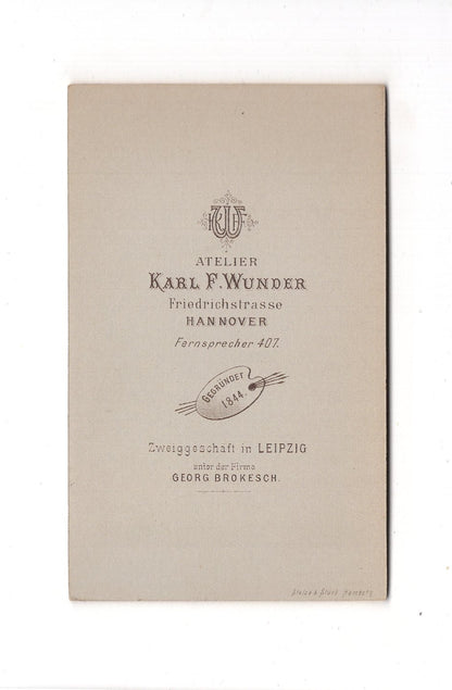 Fotografie Herrenportrait - Hannover 1890er / CDV C1-21