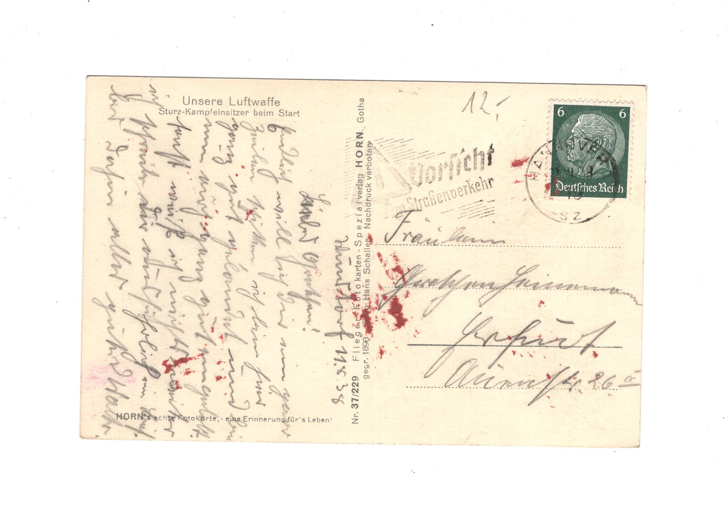 Ansichtskarte Unsere Luftwaffe / Sturz-Kampfeinsitzer beim Start - 1938