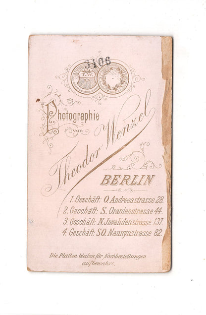 Fotografie Damenportrait - Berlin 1890er / CDV C1-03