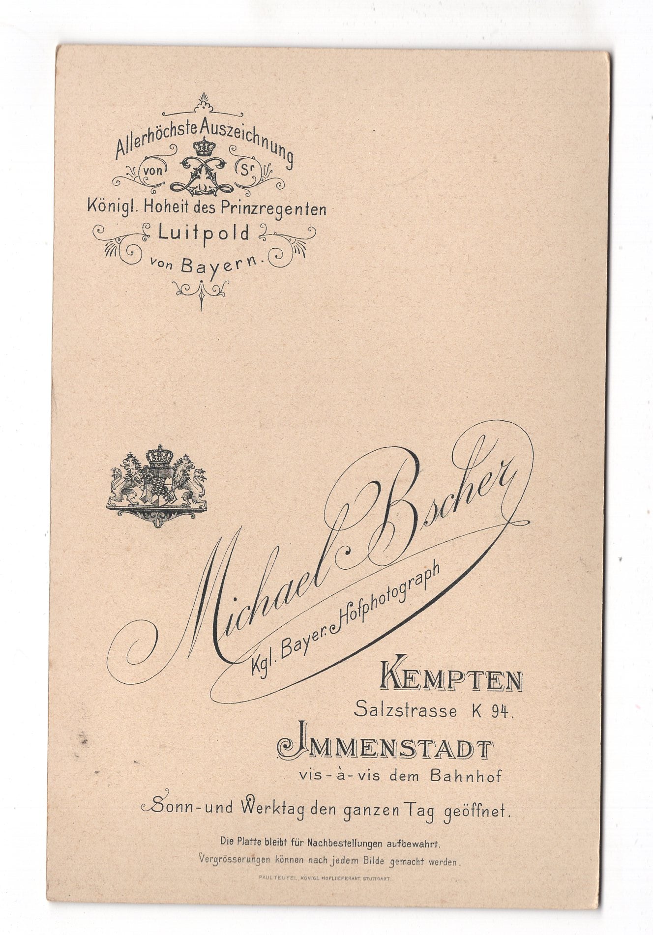Fotografie Feine Dame - Kempten / Immenstadt 1890er / CAB W-23