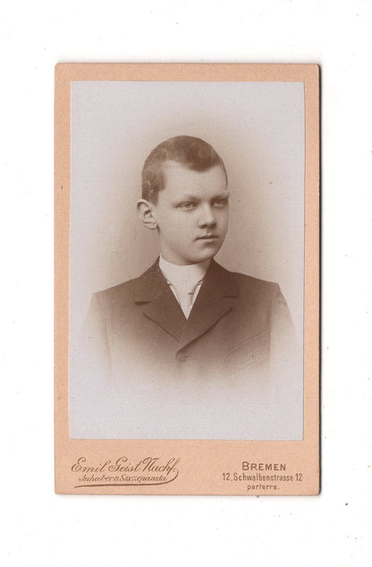 Fotografie Feiner Junge - Bremen um 1890 / CDV M1-26