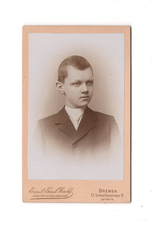 Fotografie Feiner Junge - Bremen um 1890 / CDV M1-26