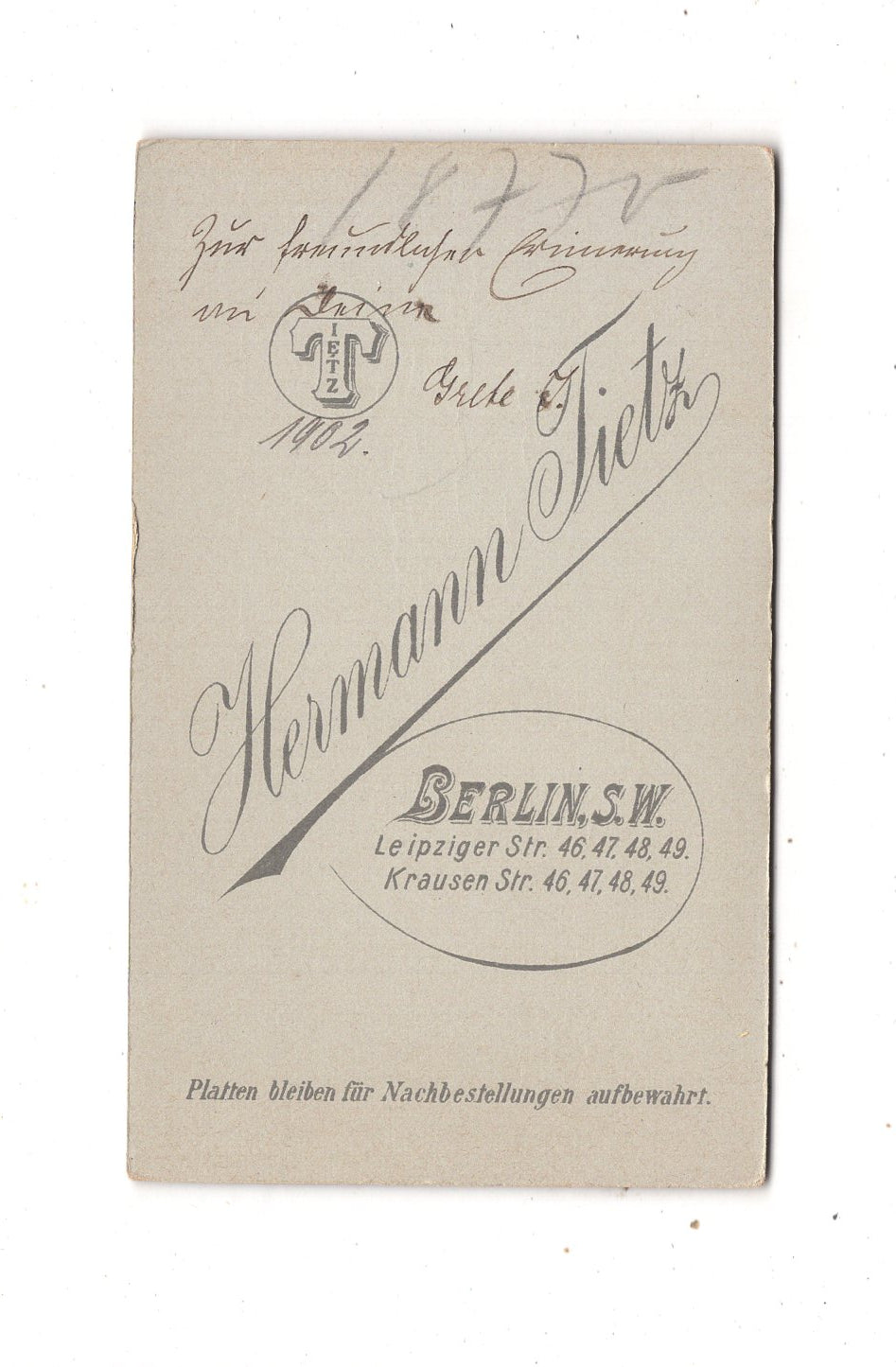 Fotografie Feine Dame mit Widmung - Berlin 1902