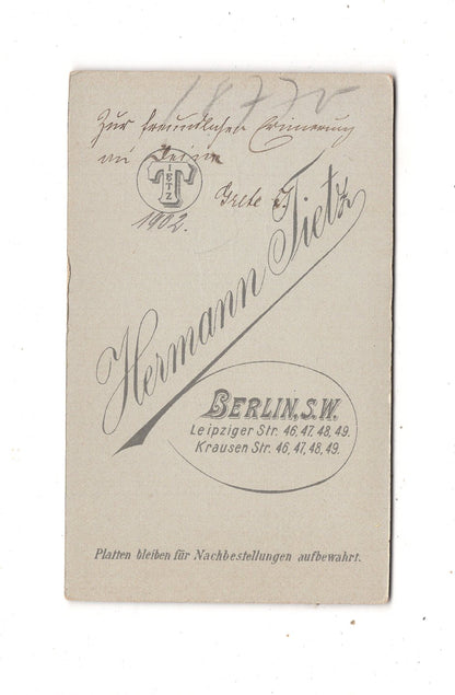 Fotografie Feine Dame mit Widmung - Berlin 1902