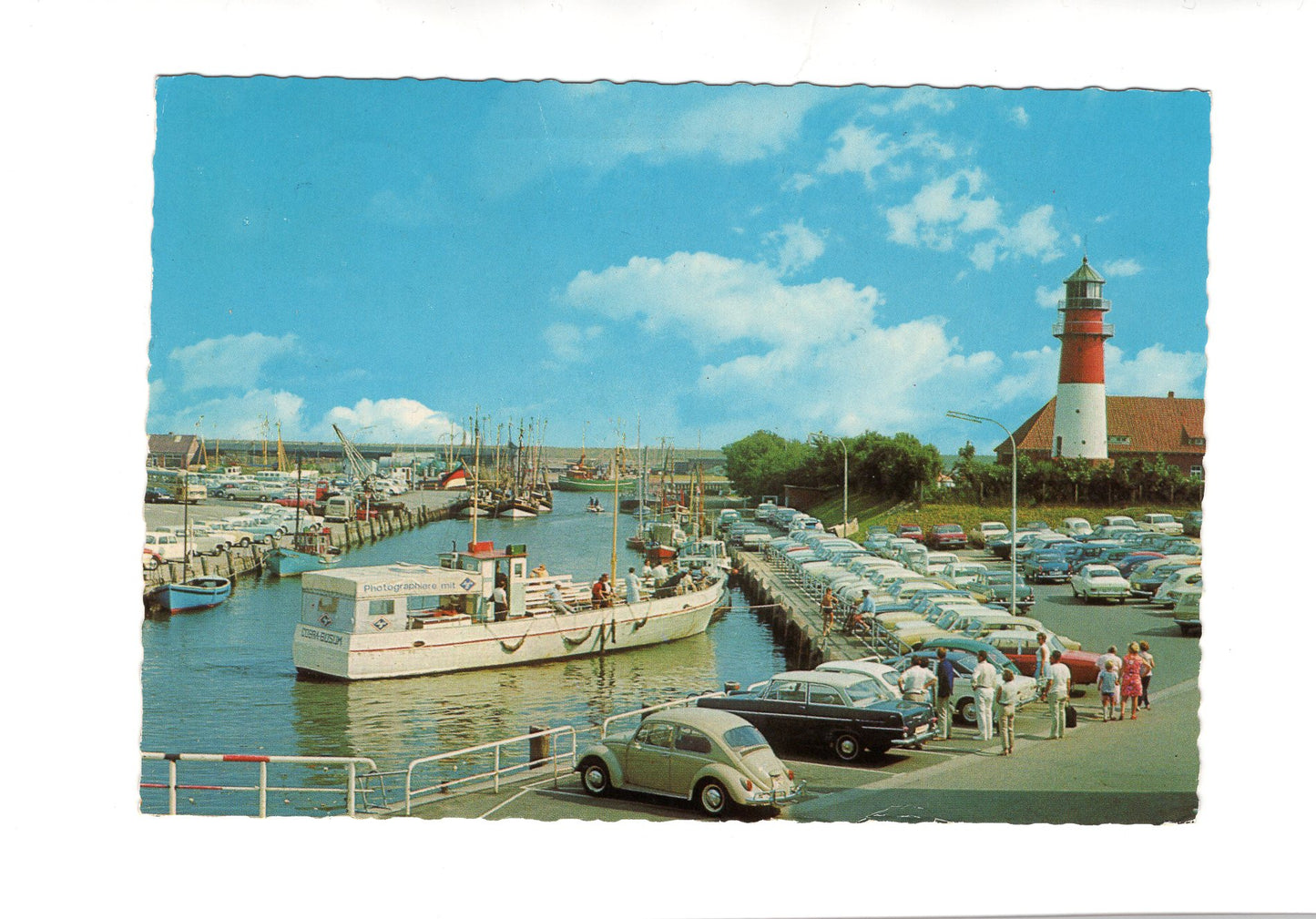 Ansichtskarte Nordseeheilbad Büsum / Alter Hafen mit Leuchtturm