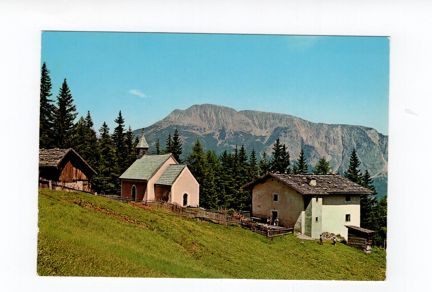 Ansichtskarte Putzer-Kreuz-Kirchlein mit Berggasthof bei Sarnthein / Südtirol / Italien
