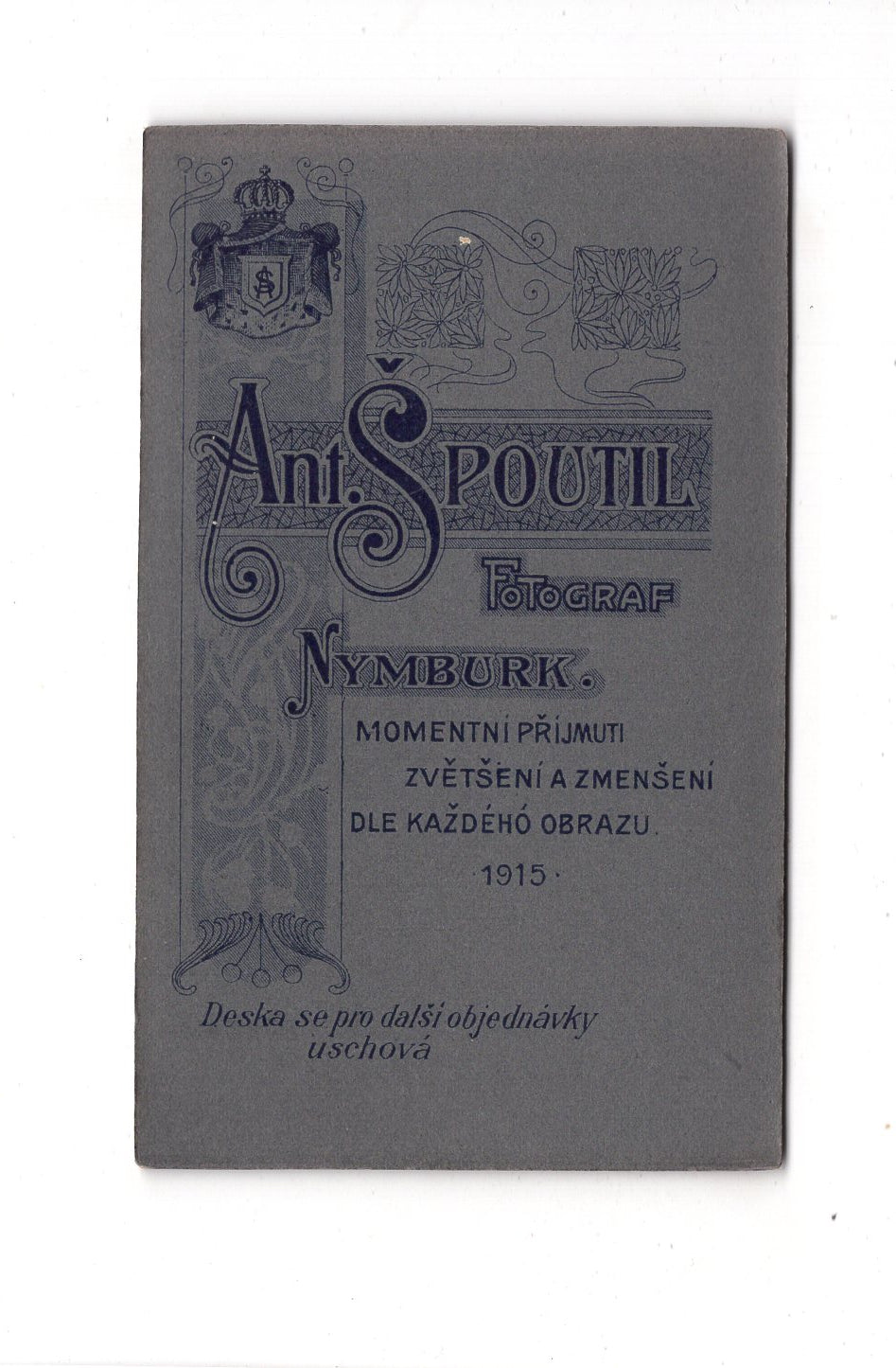 Fotografie Herrenportrait - Nymburg 1915 / CDV C1-21