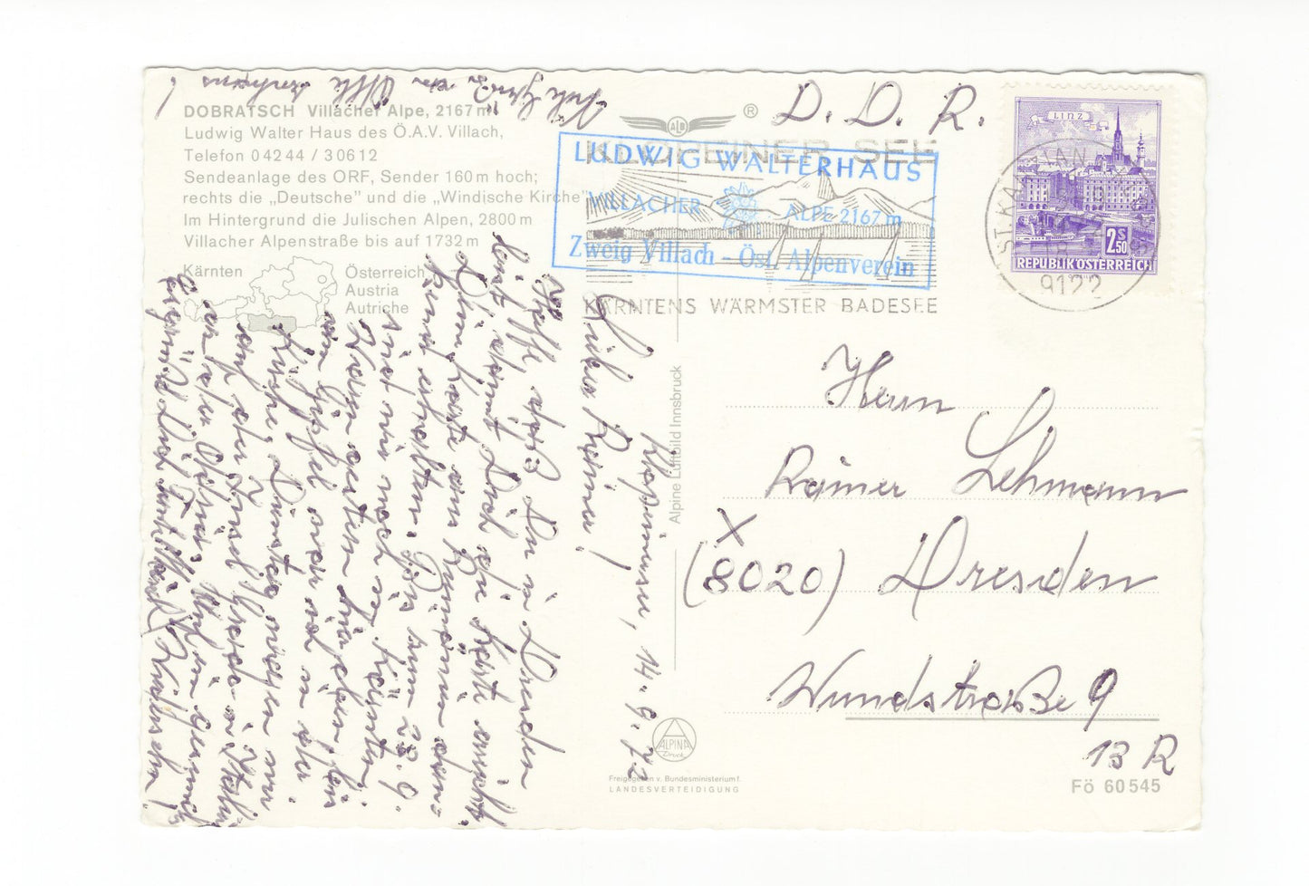 Ansichtskarte Dobratsch / Ludwig-Walter-Haus / Kärnten / Österreich
