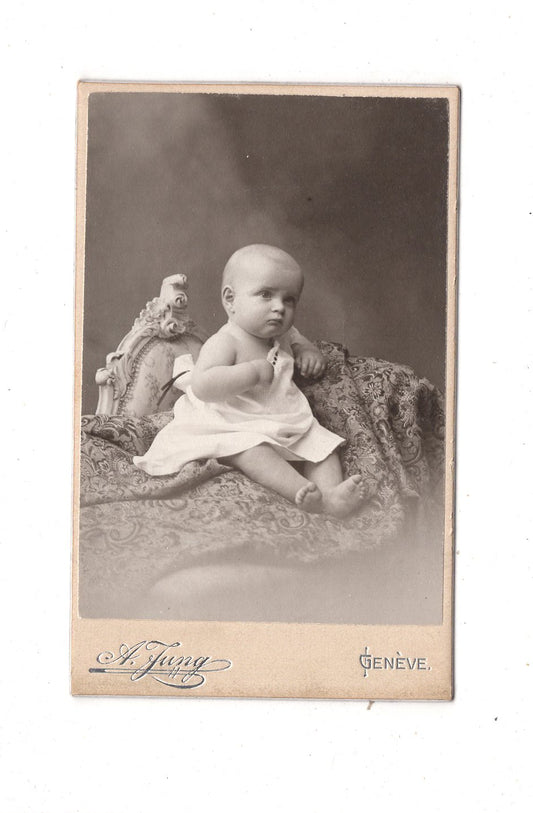 Fotografie Schönes Kinderbild / Baby - Geneve Genf 1900er / CDV N1-09