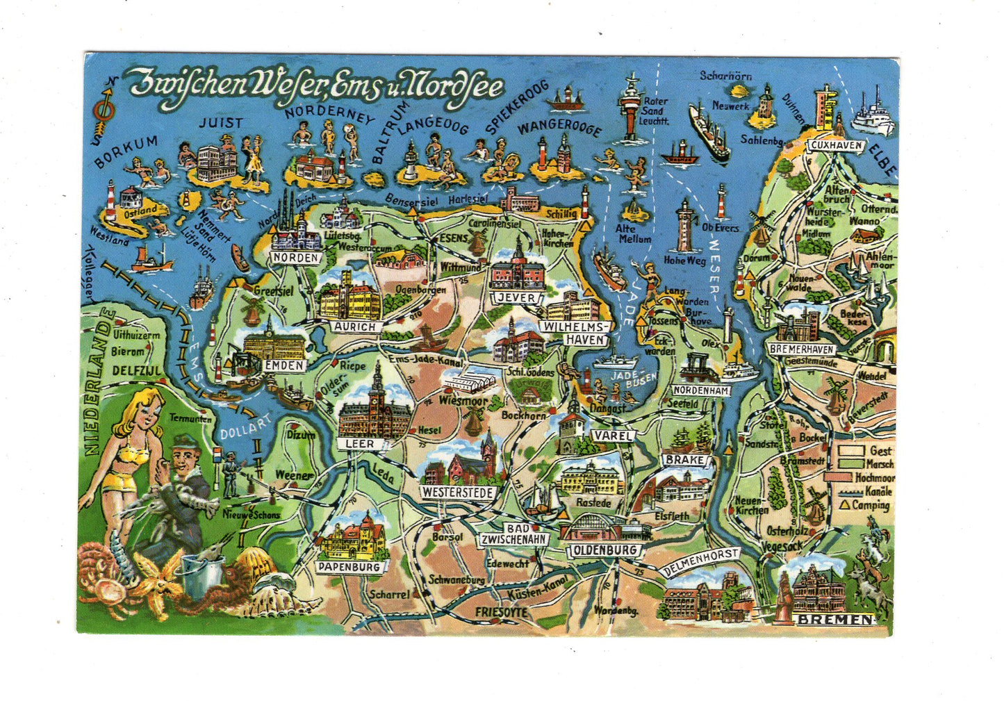Ansichtskarte Zwischen Weser, Ems und Nordsee / K1-58