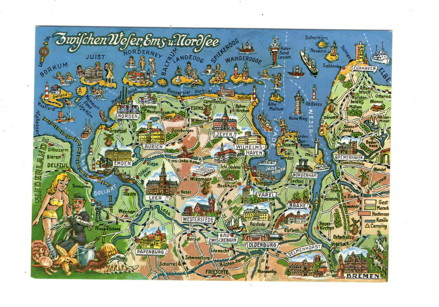 Ansichtskarte Zwischen Weser, Ems und Nordsee / K1-58