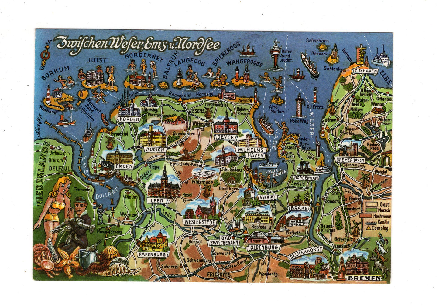 Ansichtskarte Zwischen Weser, Ems und Nordsee / K1-58