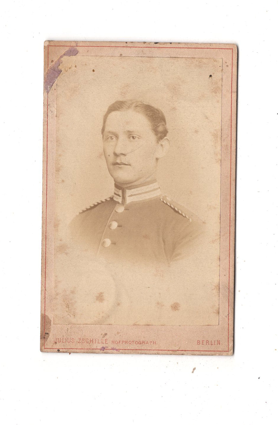 Fotografie Soldat mit Widmung - Berlin 1870er / CDV M1-06